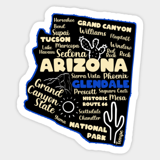 Arizona Glendale map arizona state usa arizona tourism Glendale tourism Sticker